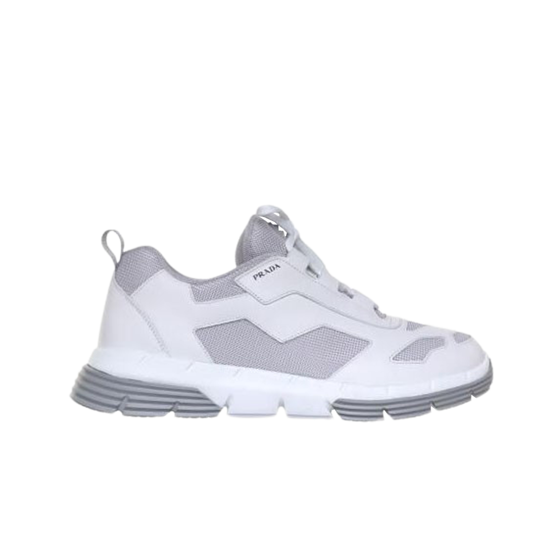 Prada Geometric Panelled Sneakers White Crystal 상세 이미지 1