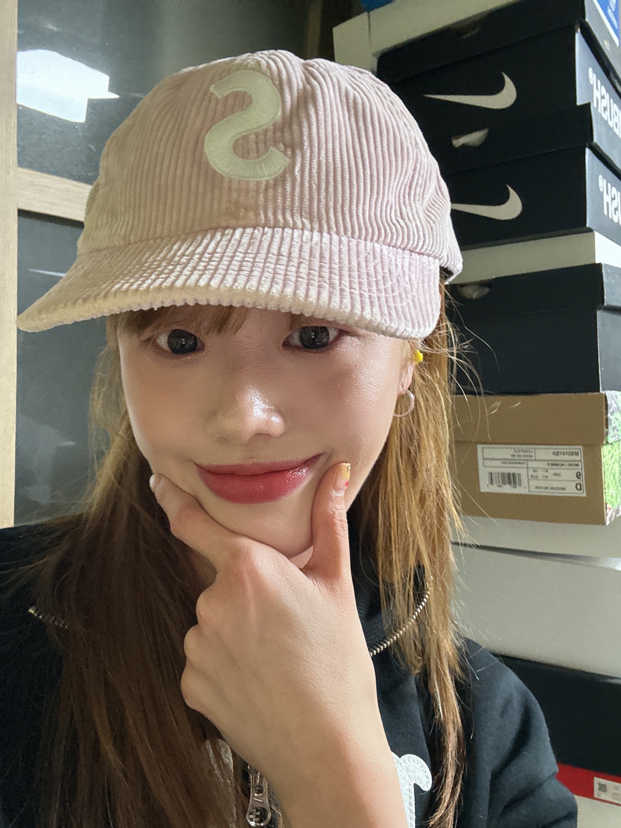 Supreme Corduroy S Logo 6-Panel Light Pink - 23FW 착용 스타일 - 1