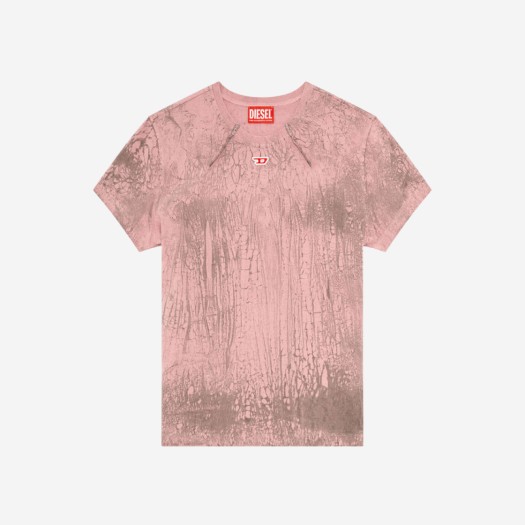 (W) 디젤 T-언큐티-롱-N11 D 패치 마블 저지 티셔츠 핑크