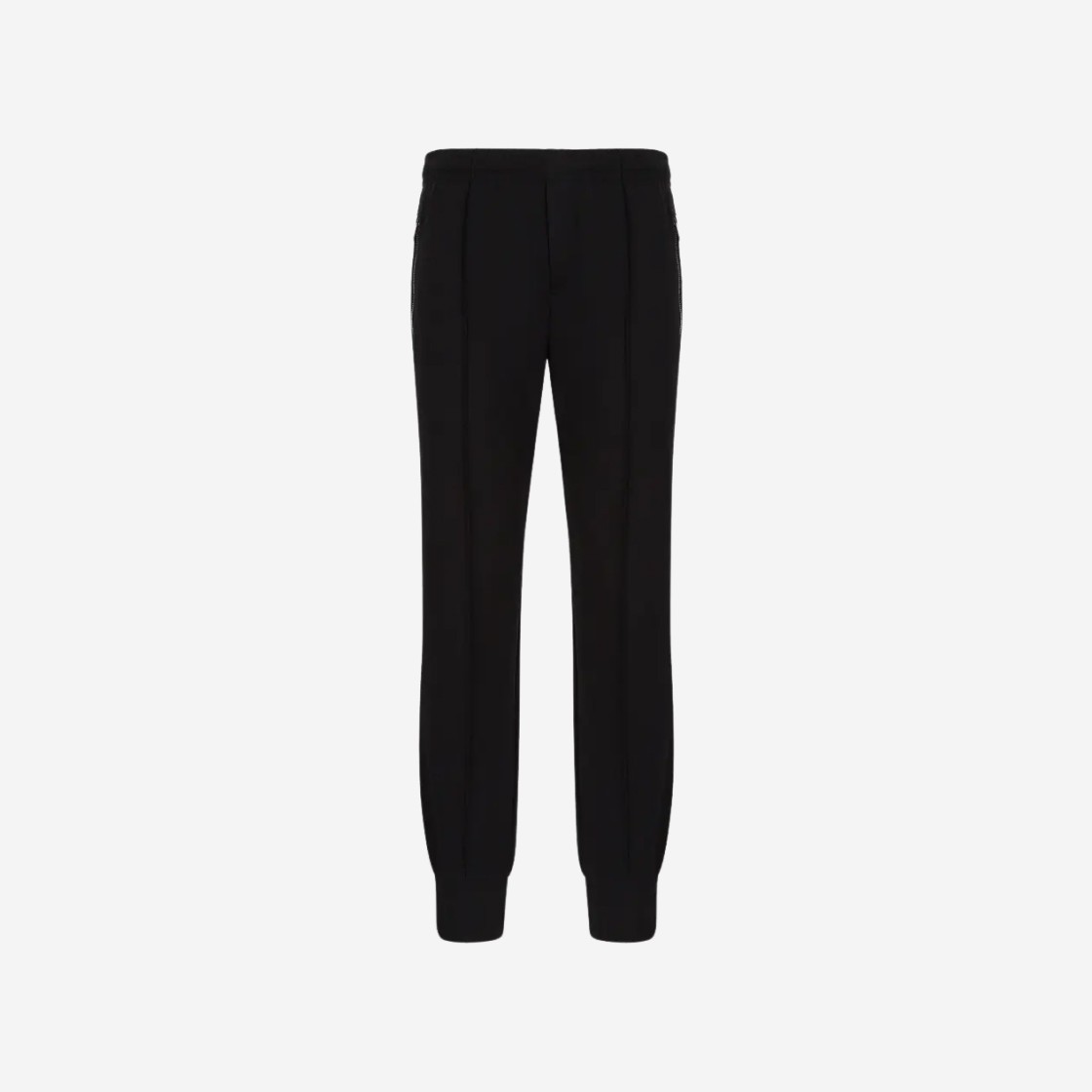 Emporio Armani Cotton Fitted Long Tweed Pants with Zip Pocket Black 상세 이미지 1