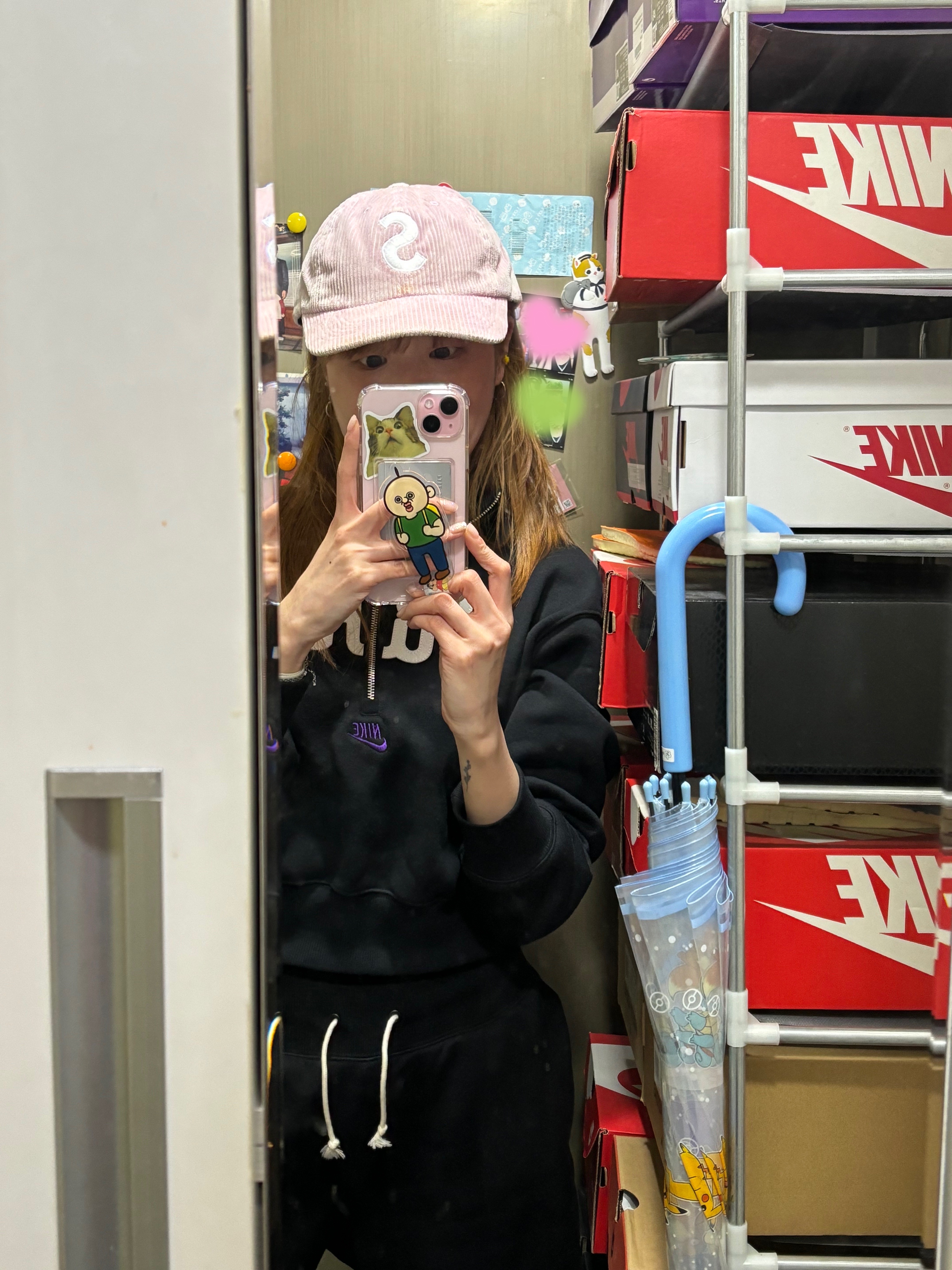 Supreme Corduroy S Logo 6-Panel Light Pink - 23FW 착용 스타일 - 2