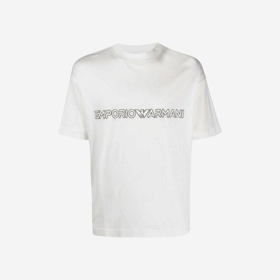 Emporio Armani Logo Print Lyocell Cotton T-Shirt White 상세 이미지 1