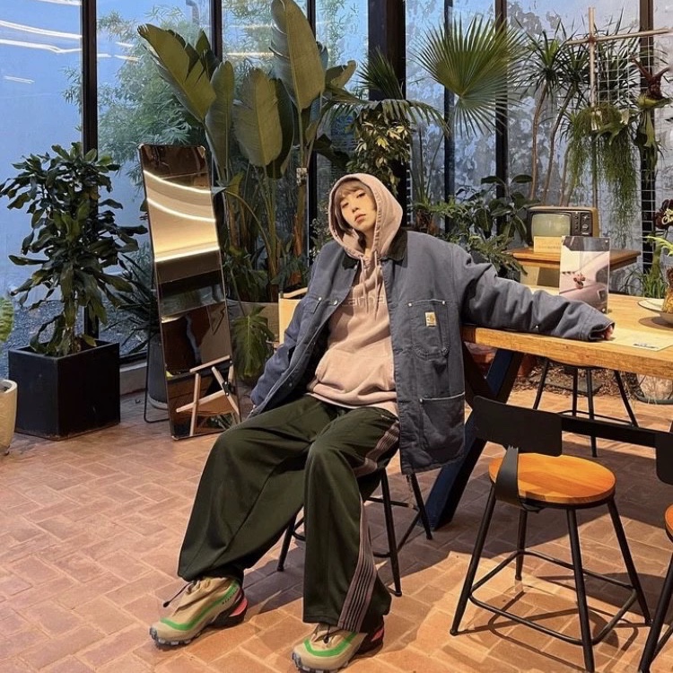 Carhartt WIP Dearborn Canvas OG Chore Coat Ore Aged Canvas - Winter 착용 스타일