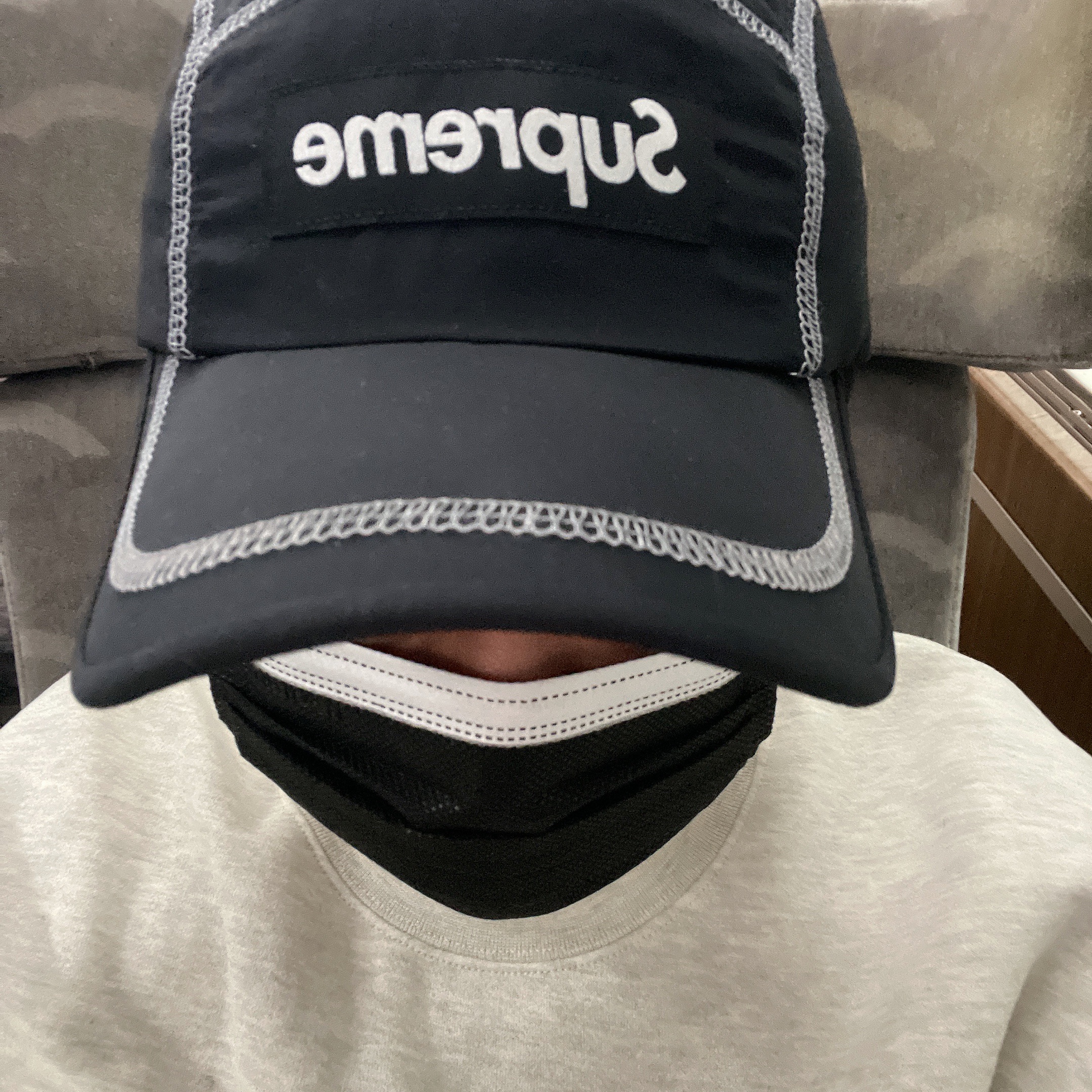 Supreme Reflective Stitch Camp Cap Black - 23SS 착용 스타일