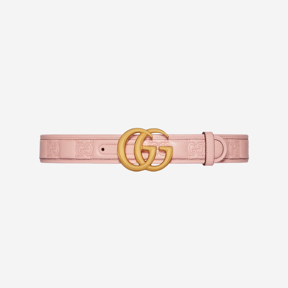 (W) Gucci GG Marmont Matelasse Wide Belt Light Pink Leather 상세 이미지 1