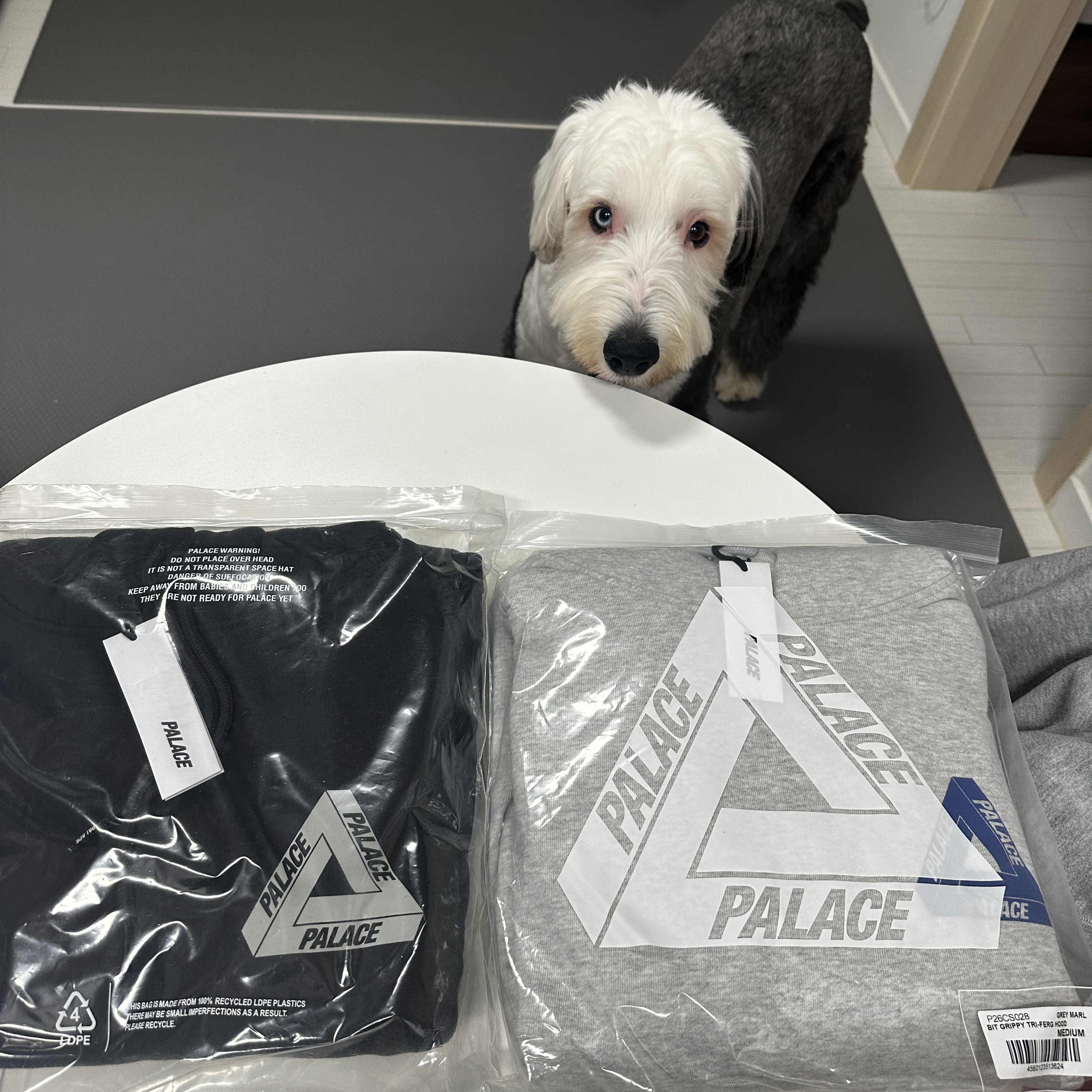 Palace Bit Grippy Tri-Ferg Hood Grey Marl - 24SS, Palace Bit Grippy Tri-Ferg Hood Black - 24SS 착용 스타일