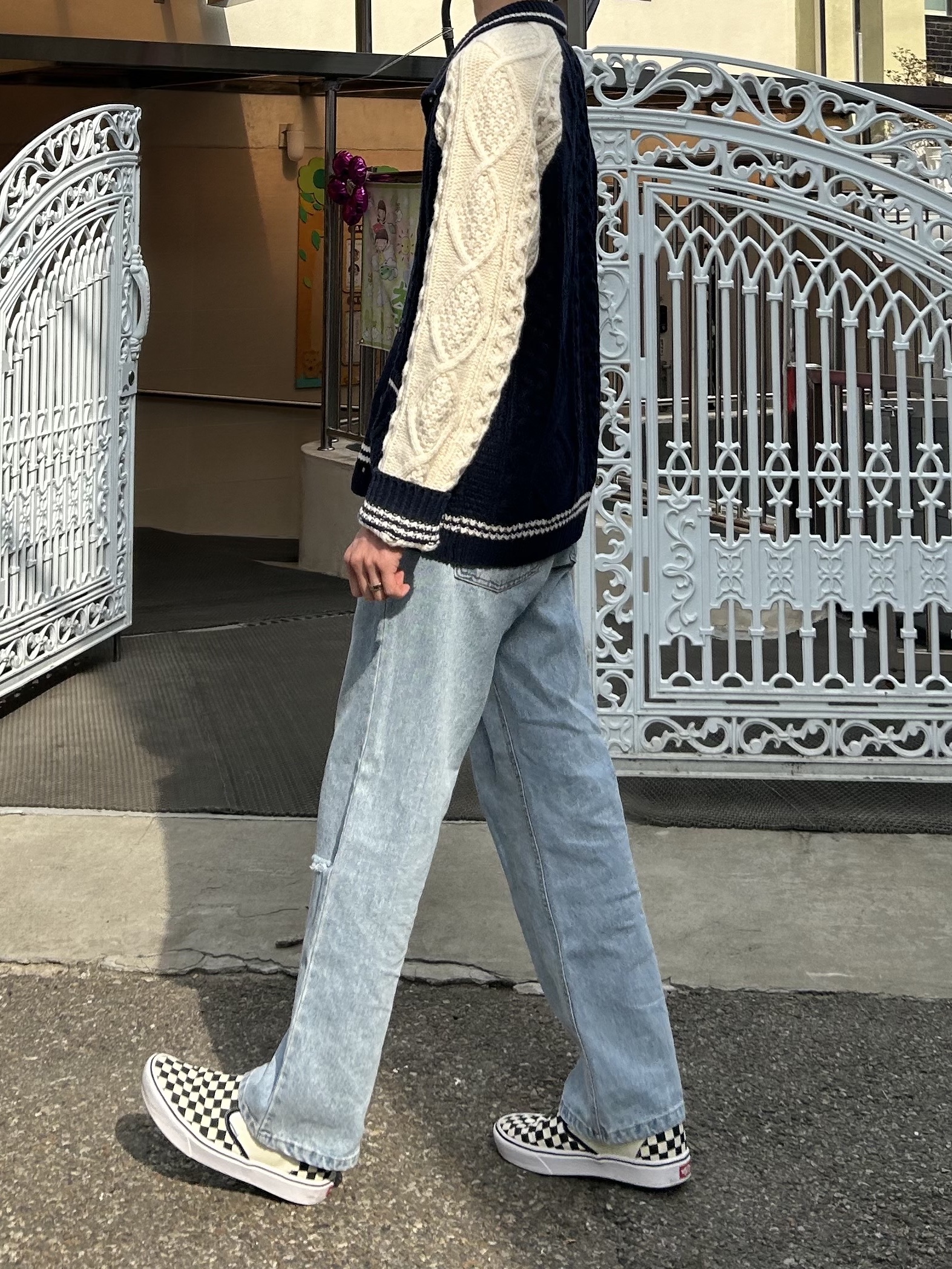 Vans Checkerboard Comfycush One Marshmallow 착용 스타일