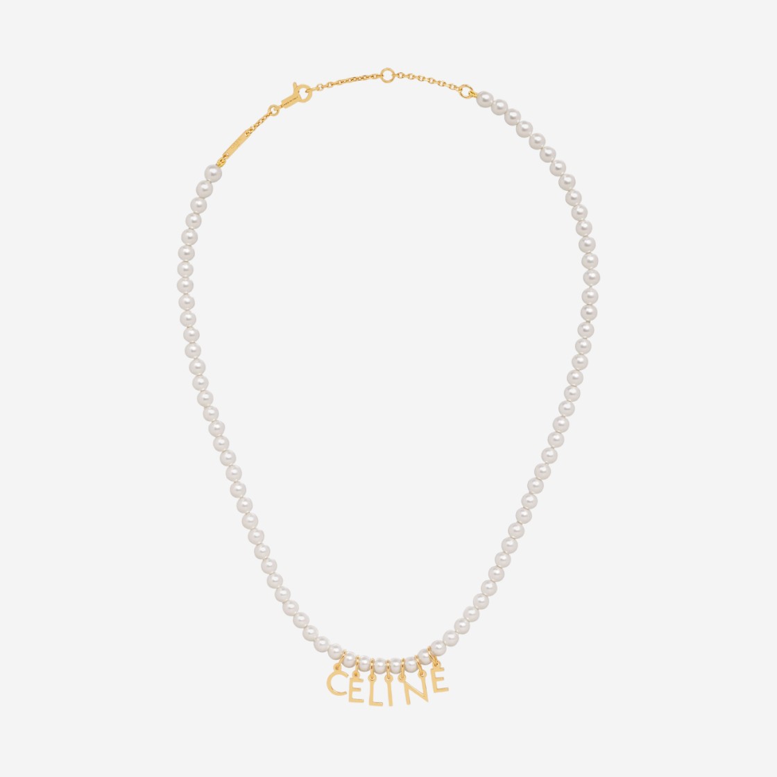 (W) Celine Paris Pearl Necklace in Brass with Gold Finish Glass Pearls Gold Ivory 상세 이미지 1