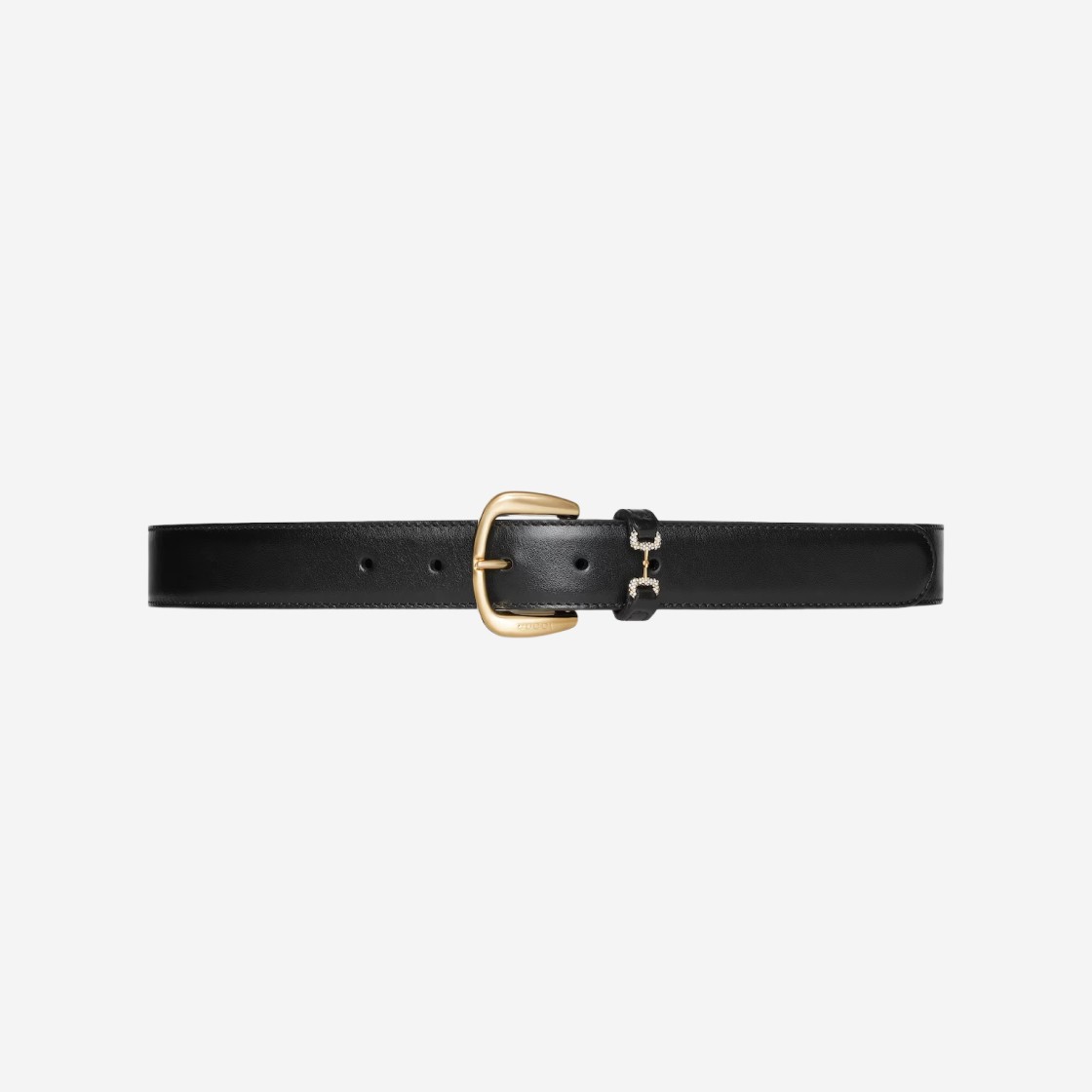 (W) Gucci Belt with Crystal Horsebit Black Leather 상세 이미지 1