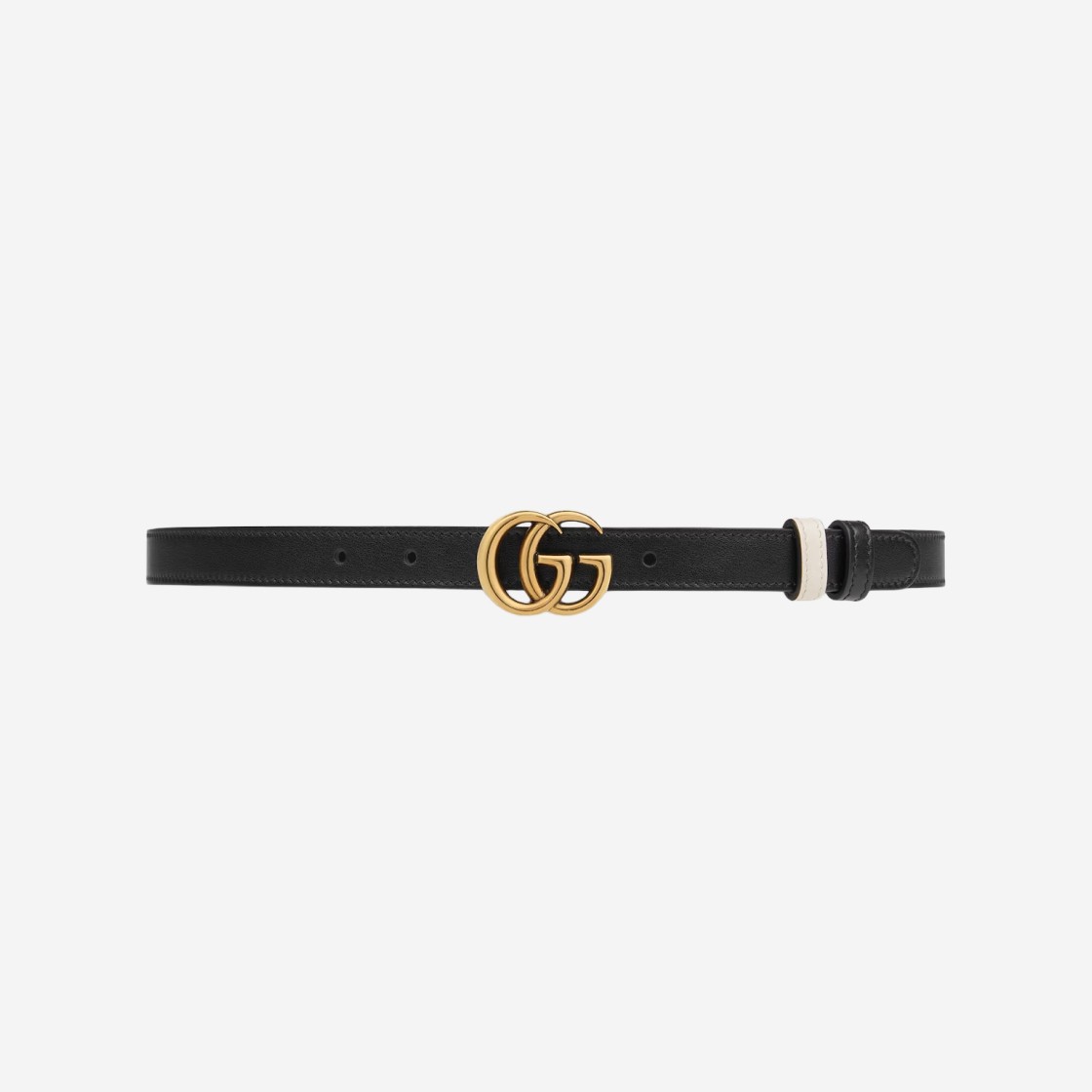 (W) Gucci GG Marmont Reversible Thin Belt White Leather 상세 이미지 1