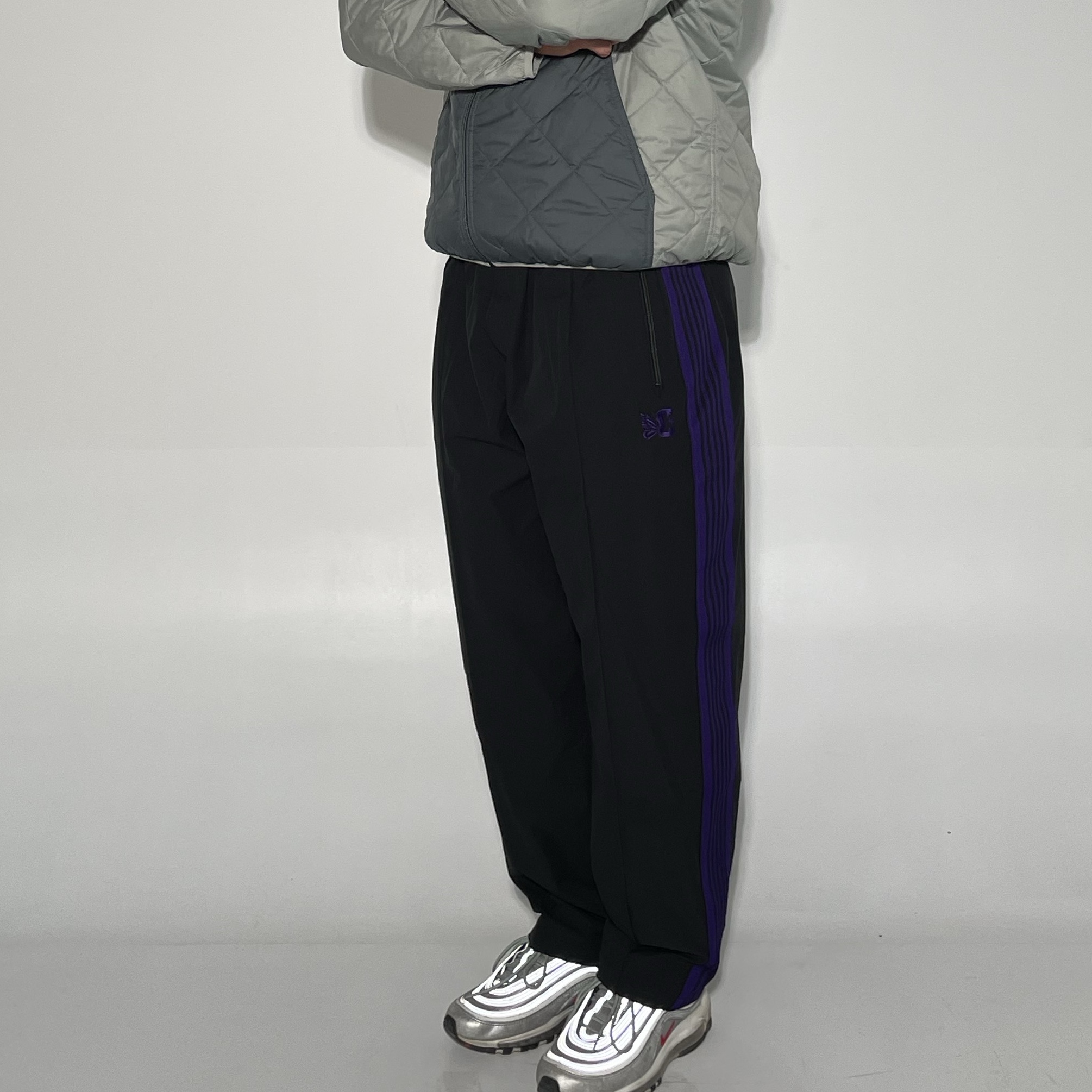 Needles x DC Shoes Track Pants Poly Ripstop Black 착용 스타일 - 2