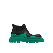 Bottega Veneta Tire Ankle Chelsea Boot Black Acid Turquoise