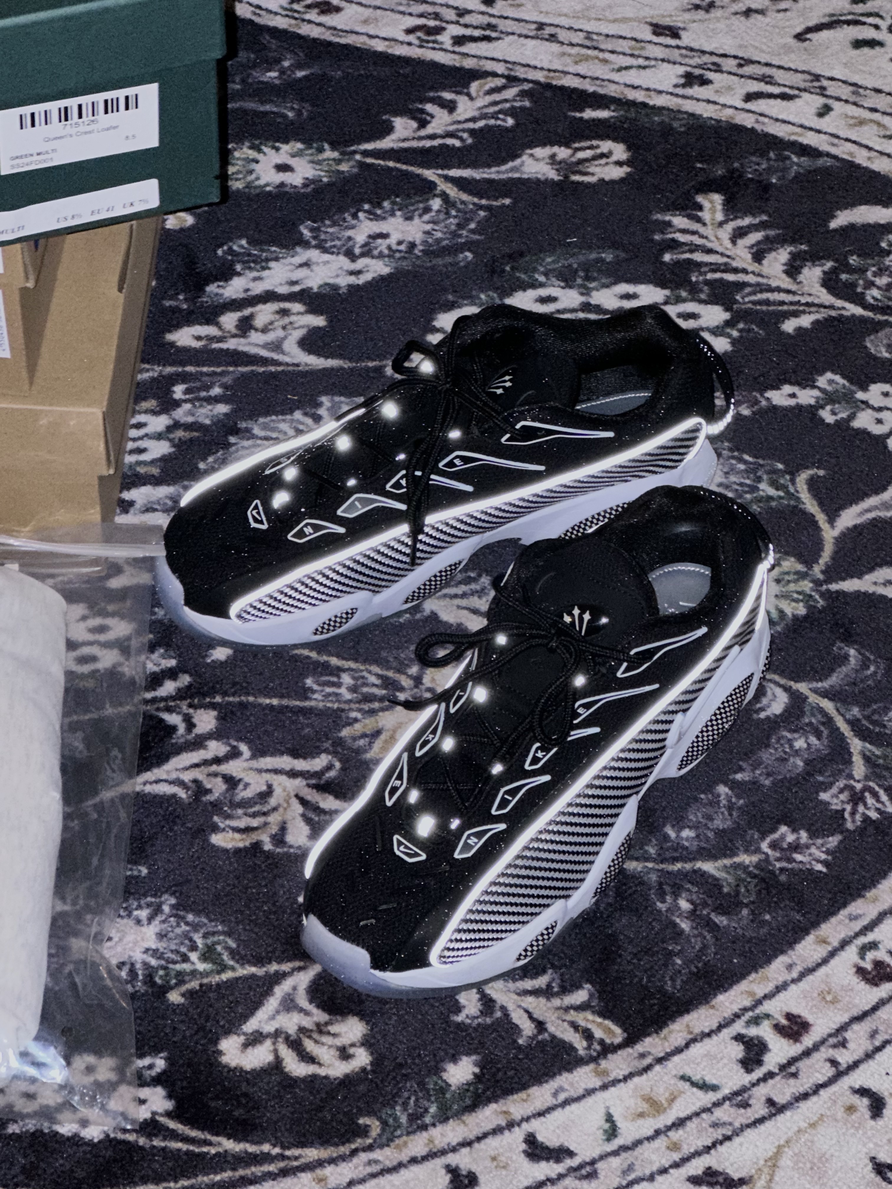 Nike x Drake Nocta Glide Black White Clear, Stussy Denim Big OL' Jean Raw 착용 스타일 - 5