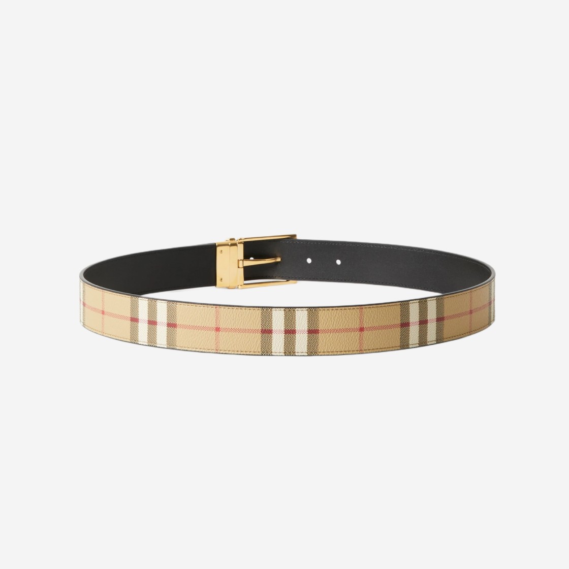 Burberry Check  and Leather Reversible Belt Archive Beige Gold 상세 이미지 2