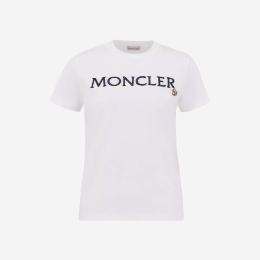 (W) 몽클레르 자수 로고 티셔츠 화이트 - 24SS