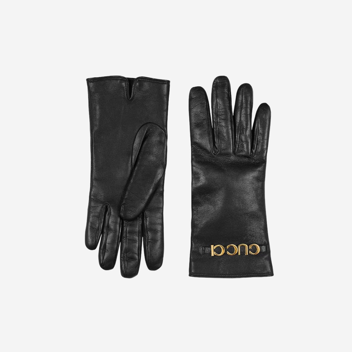 (W) Gucci Leather Gloves with Gucci Script Black 상세 이미지 1