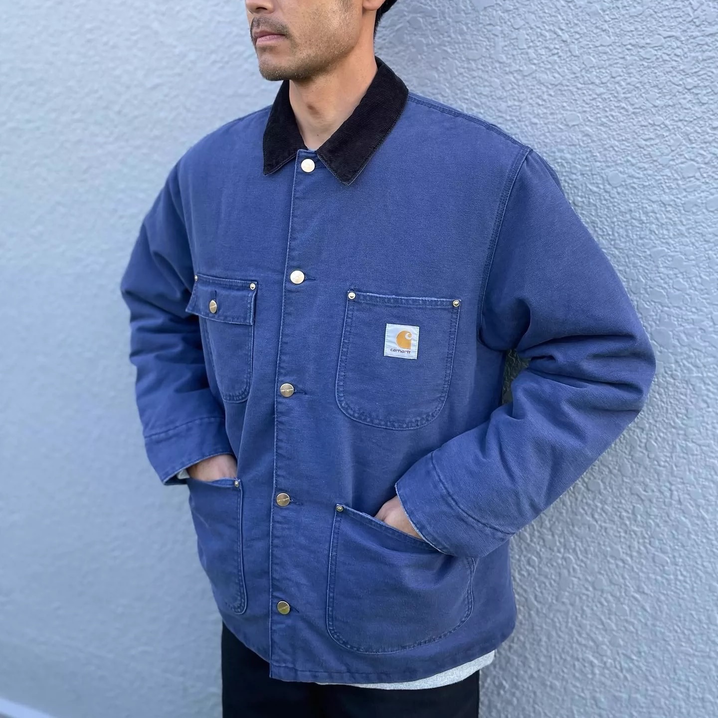 Carhartt WIP Dearborn Canvas OG Chore Coat Ore Aged Canvas - Winter 착용 스타일