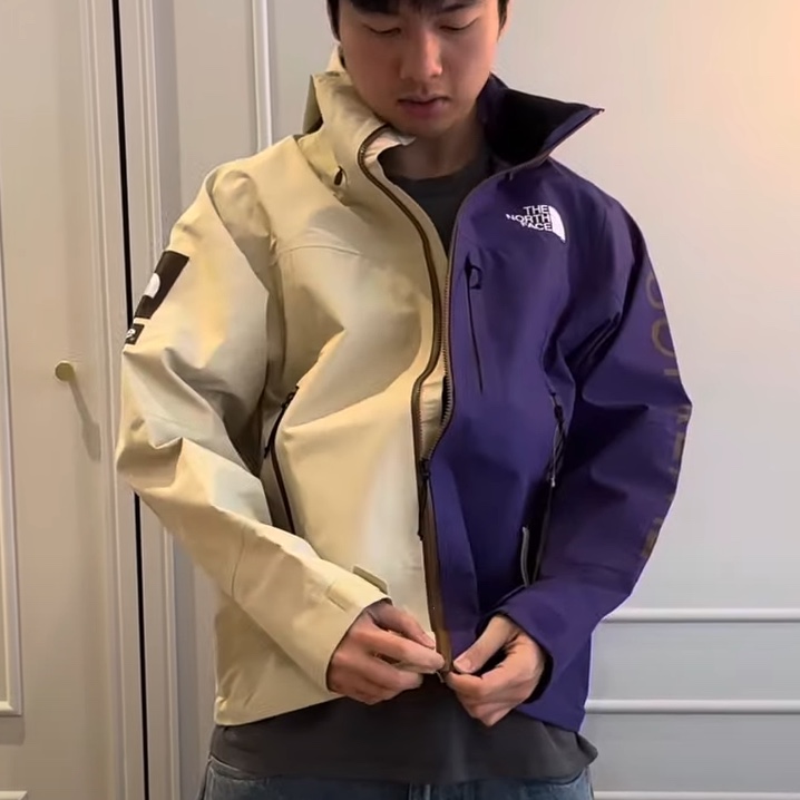 Supreme x The North Face Split Taped Seam Shell Jacket Tan - 24SS 착용 스타일 - 1