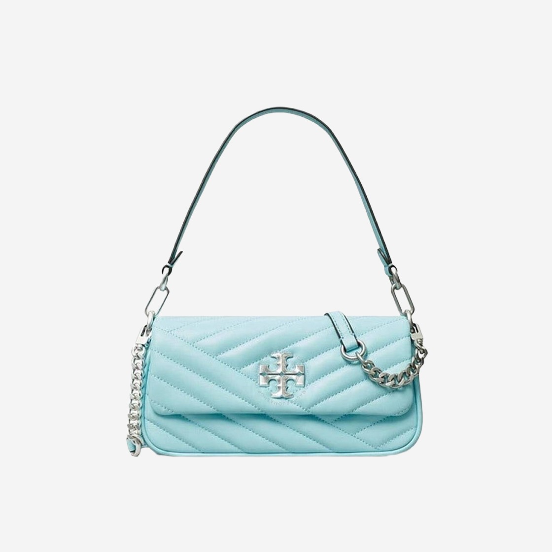 Tory Burch Small Kira Chevron Flap Shoulder Bag Light Celeste 상세 이미지 1