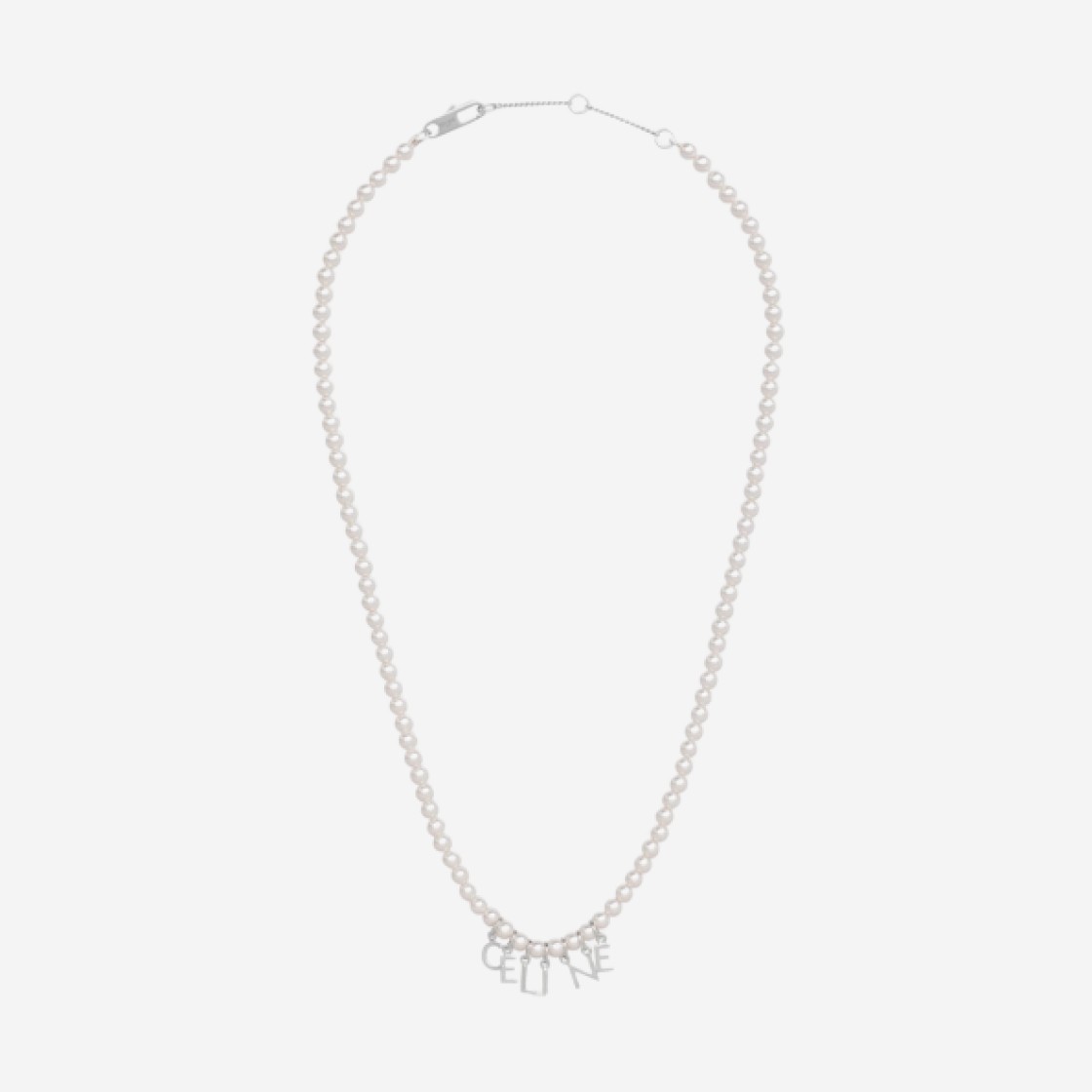 Celine Monochroms Necklace in Glass Pearls Brass with Rhodium Finish Ivory Silver 상세 이미지 1