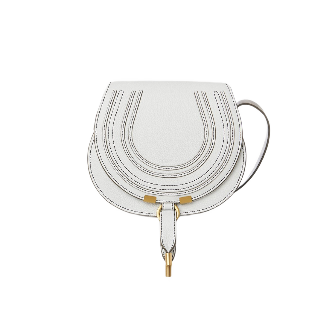 Chloe Marcie Small Saddle Bag Crystal White 상세 이미지 1