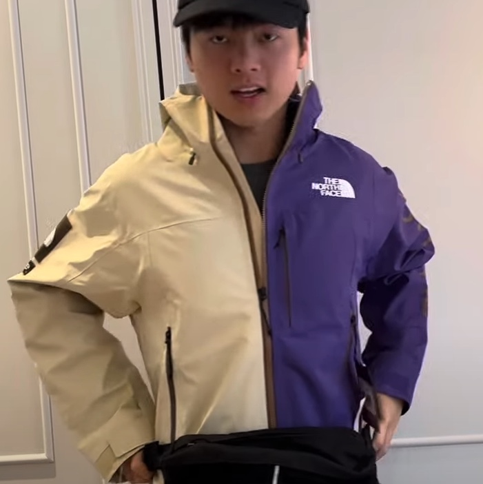 Supreme x The North Face Split Taped Seam Shell Jacket Tan - 24SS 착용 스타일 - 2