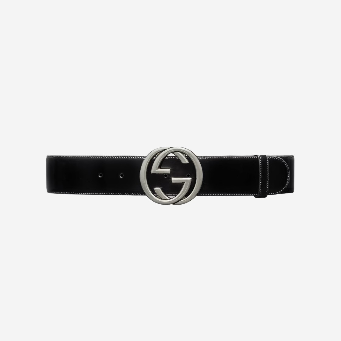 (W) Gucci Interlocking G Buckle Wide Belt Black Leather 상세 이미지 1