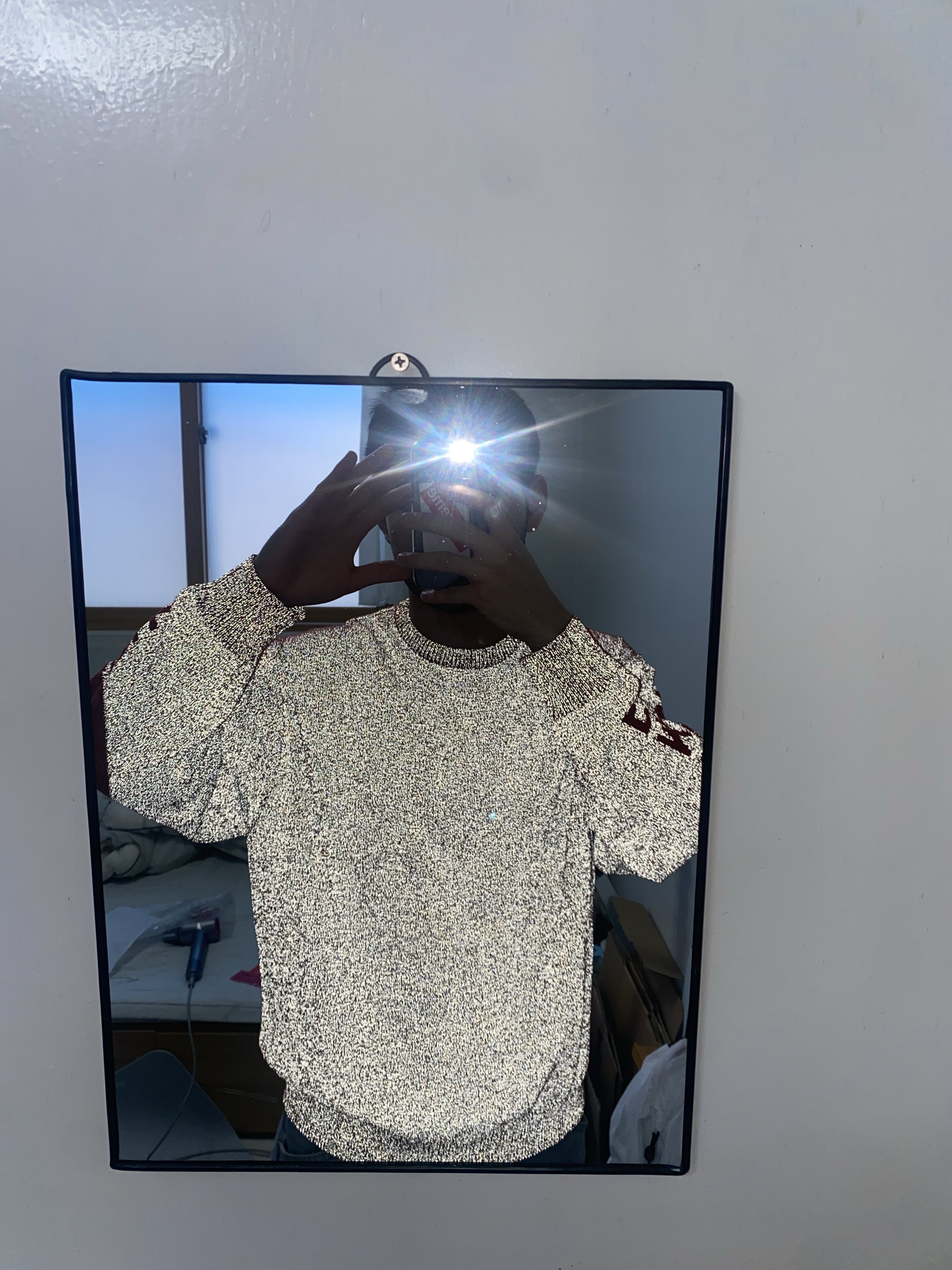 Supreme Reflective Sweater Orange - 24SS 착용 스타일 - 1