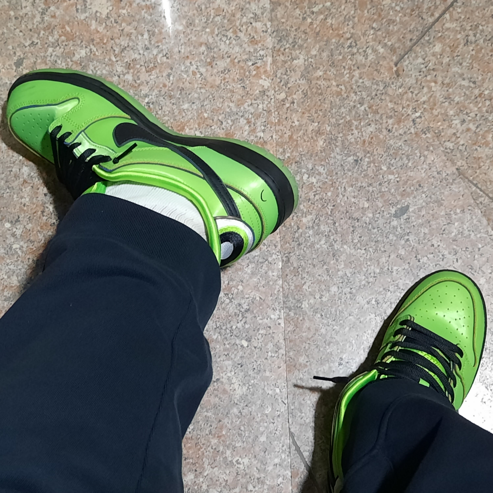 Nike x The Powerpuff Girls SB Dunk Low Pro QS Buttercup, Nike x Peaceminusone Wide Pants Black (DR0096-010) 착용 스타일