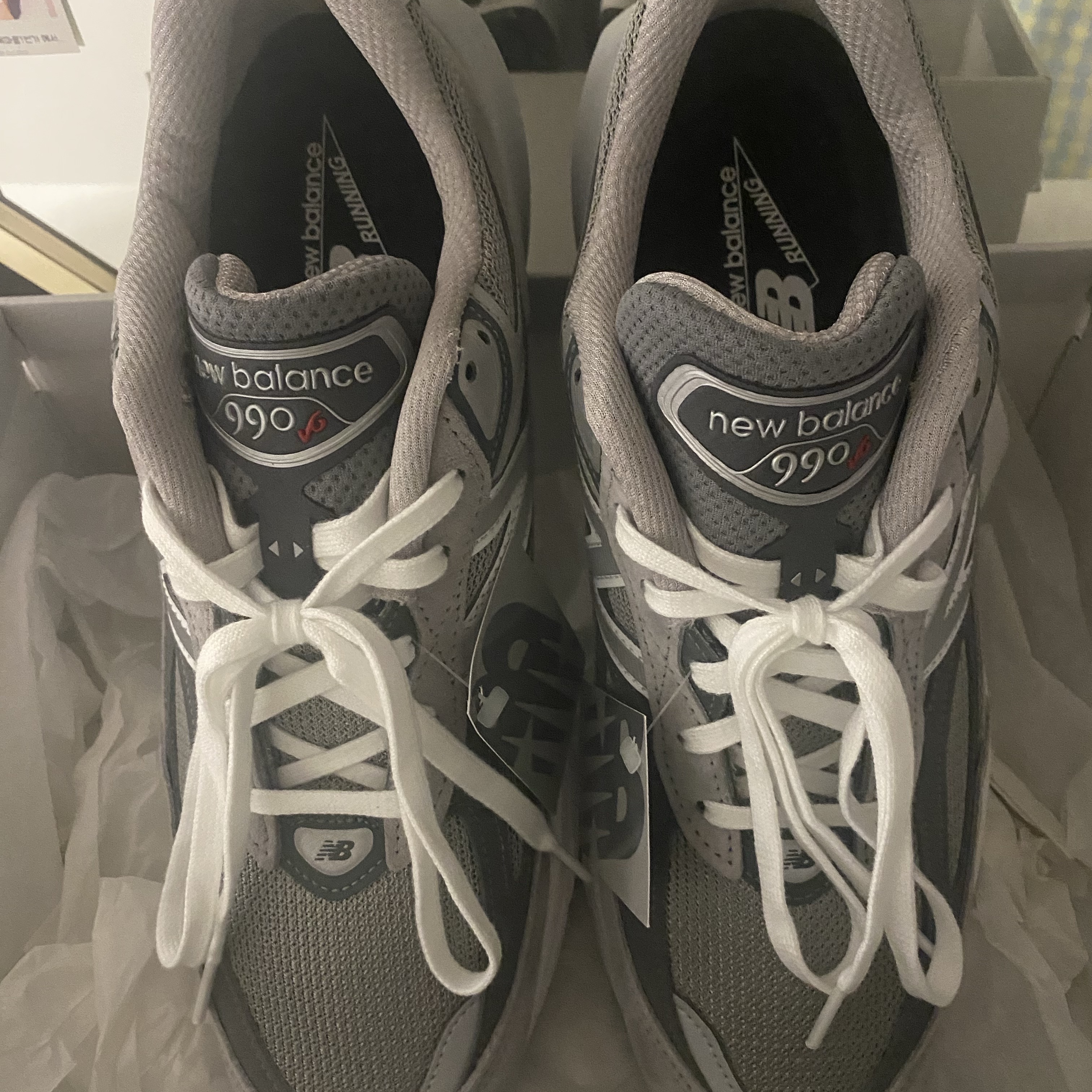 New Balance 990v6 Made in USA Grey - 2A Extra Narrow, (PS) New Balance FuelCell 990v6 Grey matter black 착용 스타일 - 4