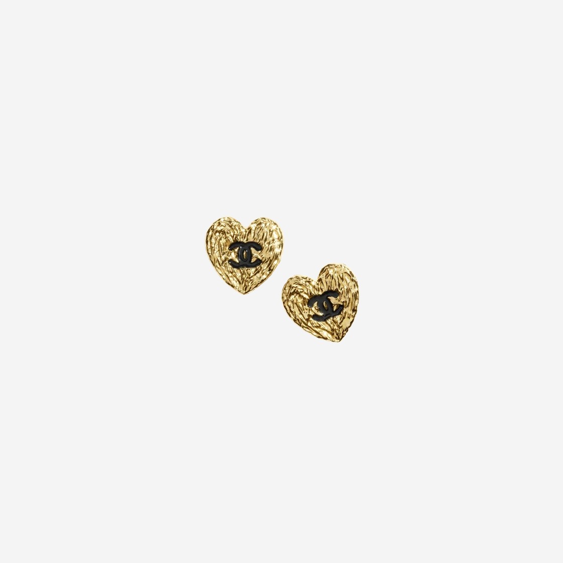 (W) Chanel Stud Earrings Metal & Gold Black 상세 이미지 1