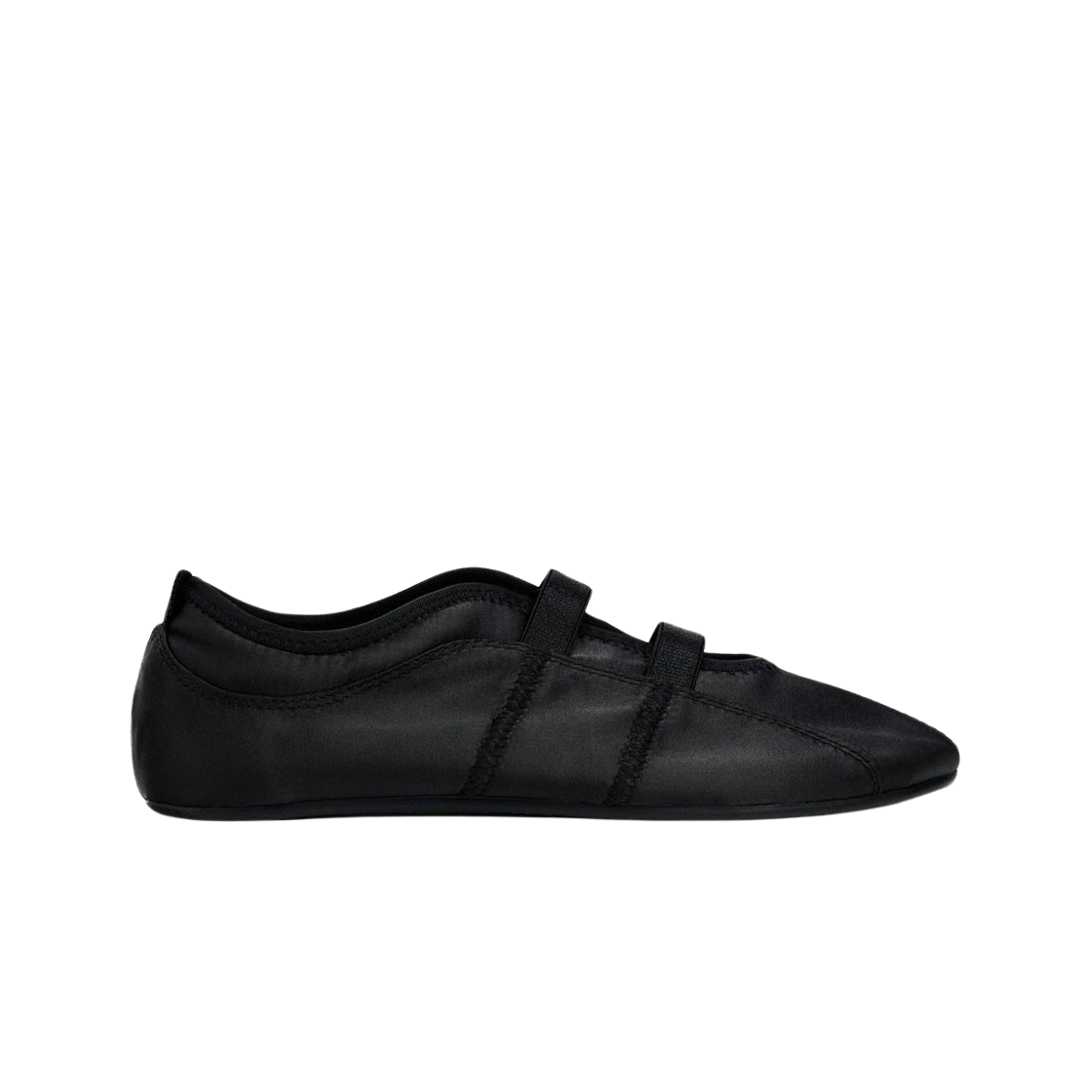 (W) 자라 새틴 스포츠 발레 플랫 블랙((W) Zara Satin Sports Ballet Flats Black)