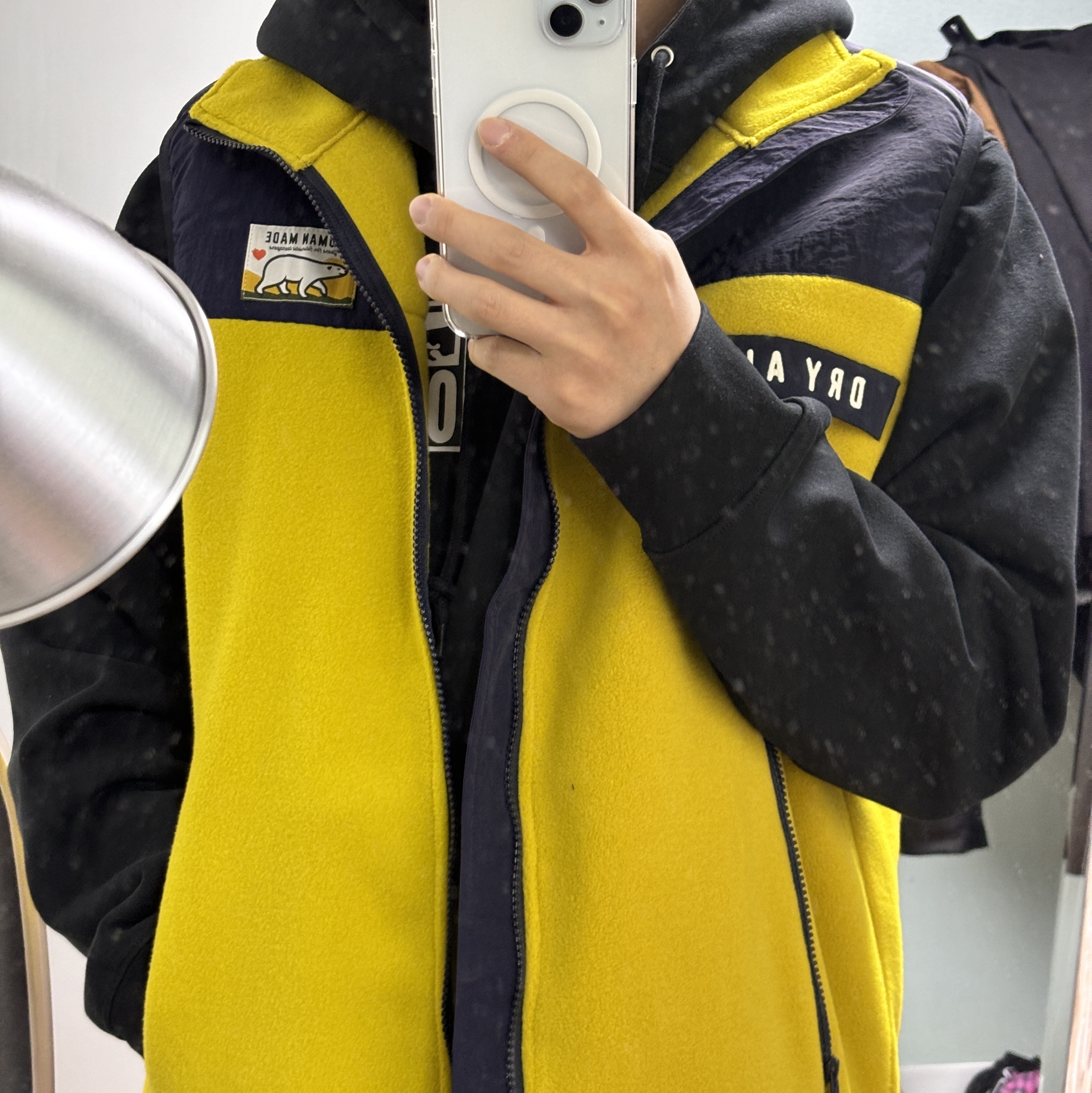 Human Made Fleece Vest Yellow, Supreme Hanes Bones Thermal Crew Black (1 Pack) 착용 스타일 - 1