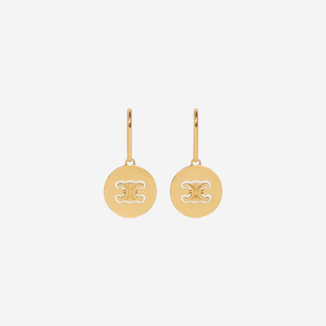 (W) Celine Triomphe Swivel Earrings in Brass with Gold Finish Gold 상세 이미지 1