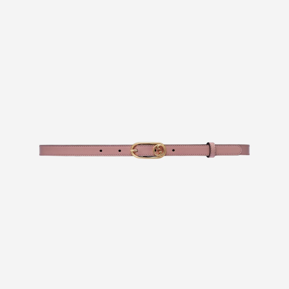 (W) Gucci Thin Belt with Round Interlocking G Light Pink Leather 상세 이미지 1