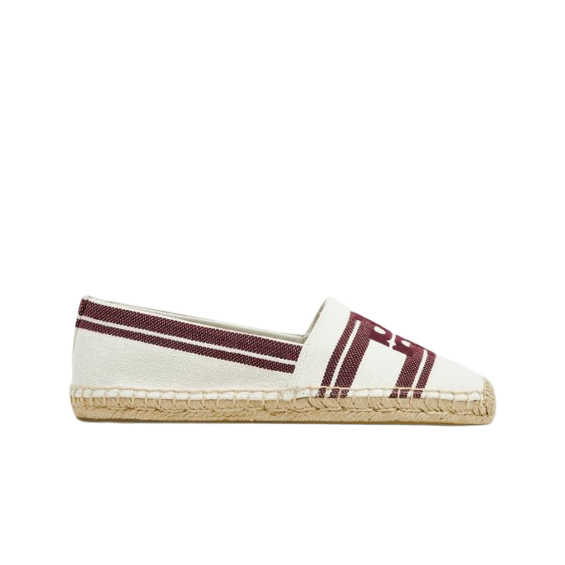 (W) 토리버치 더블 T 자카드 에스파드리유 애쉬 화이트 비노((W) Tory Burch Double T Jacquard Espadrille Ash White Vino)