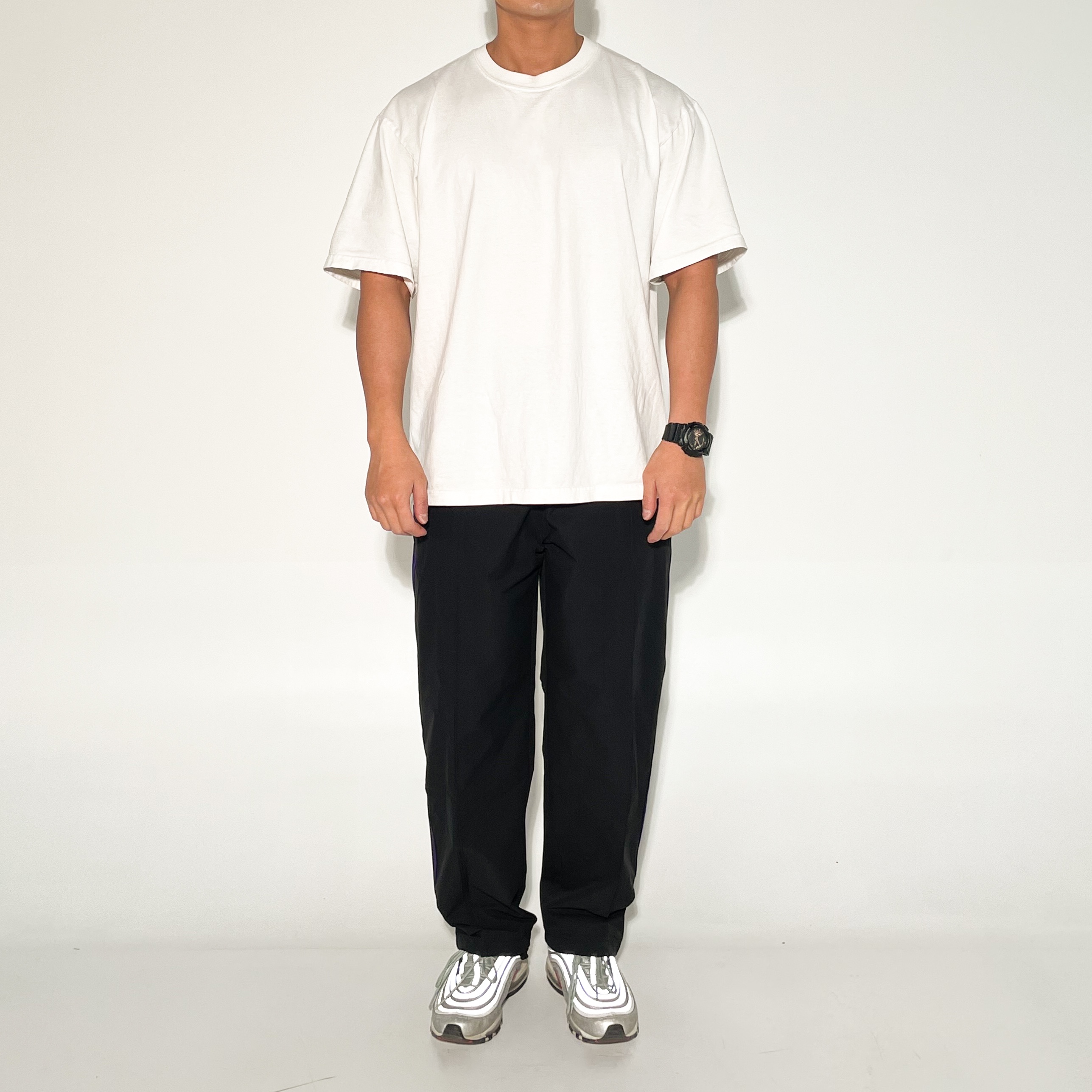 Needles x DC Shoes Track Pants Poly Ripstop Black 착용 스타일 - 1
