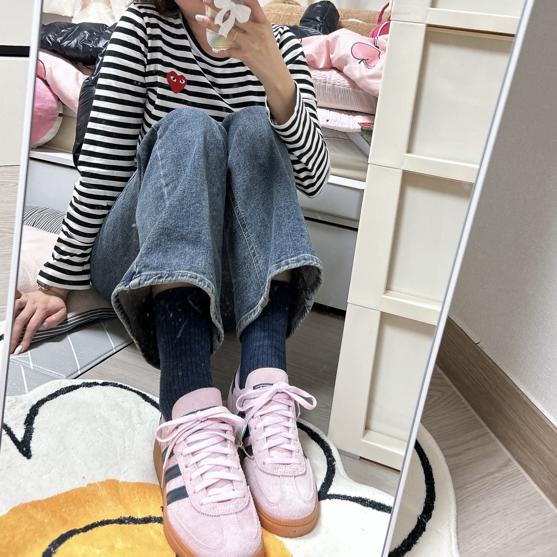 (W) Adidas Spezial Handball Clear Pink 착용 스타일