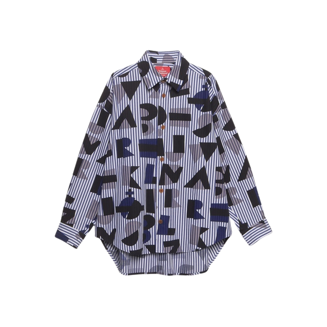 (W) Vivienne Westwood Alphabet Print Pillow Shirt Blue 상세 이미지 1