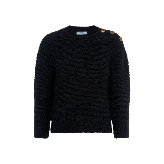 (W) 프라다 부클 모헤어 크루넥 스웨터 블랙