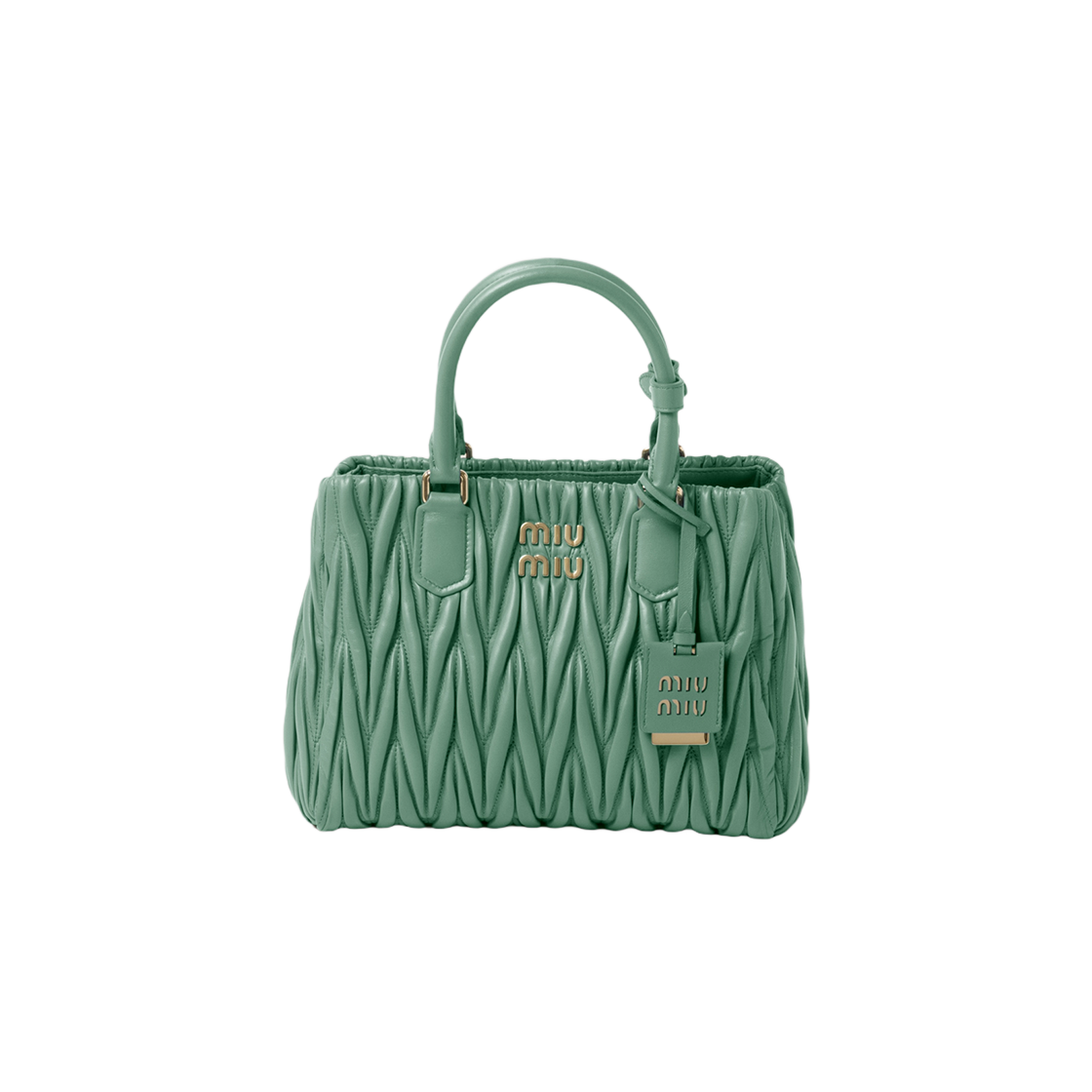 Miu Miu Matelasse Nappa Leather Handbag Sage Green 상세 이미지 1