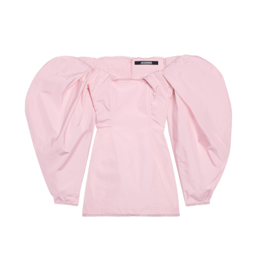 (W) 자크뮈스 라 로브 타페타스 드레이프 미니 드레스 라이트 핑크