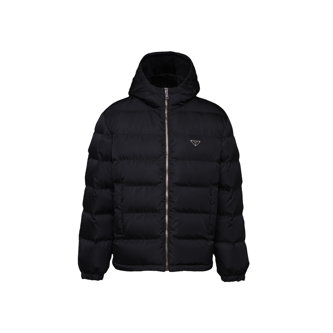 Prada Cropped Re-Nylon Down Jacket Black 상세 이미지 1