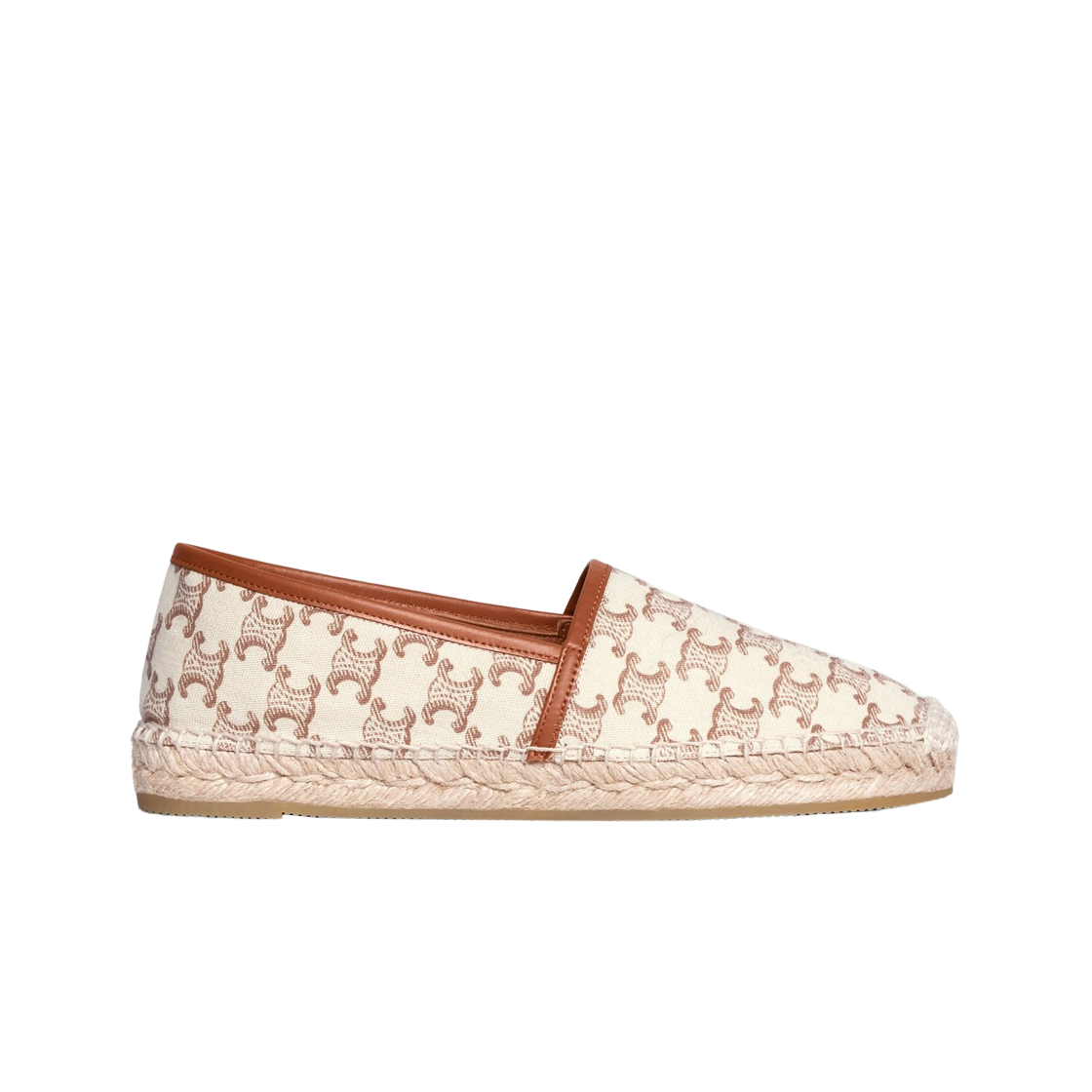 354442279C-01EC (W) Celine Flat Espadrille with Signature in Triomphe Canvas and Calfskin Ecru