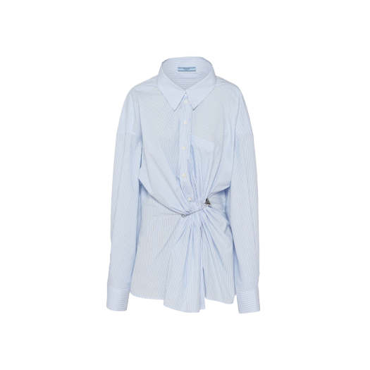 (W) 프라다 포플린 셔츠 화이트 라이트 블루