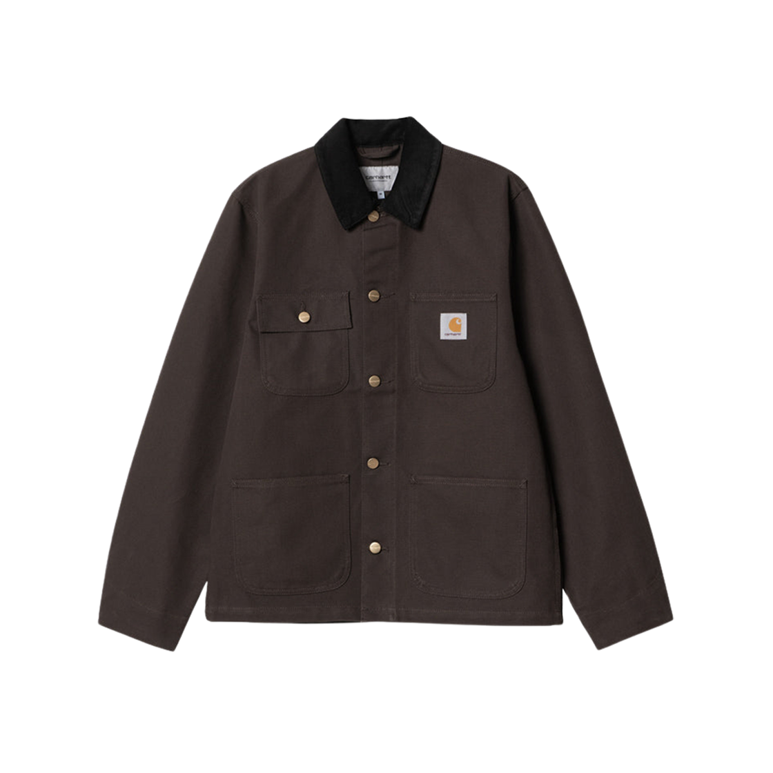 Carhartt WIP Unlined Dearborn Canvas Michigan Chore Coat Tobacco Black Rigid - Spring 상세 이미지 1