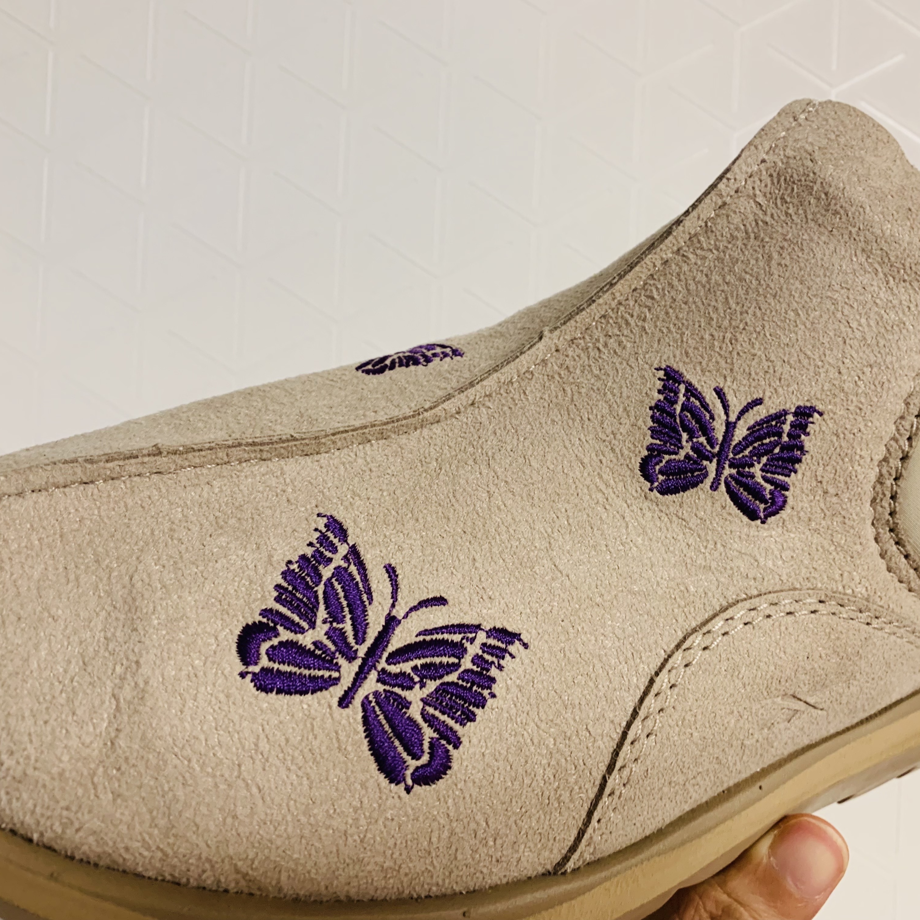Reebok x Needles Beatnik Moc Modern Beige Extreme Purple 착용 스타일