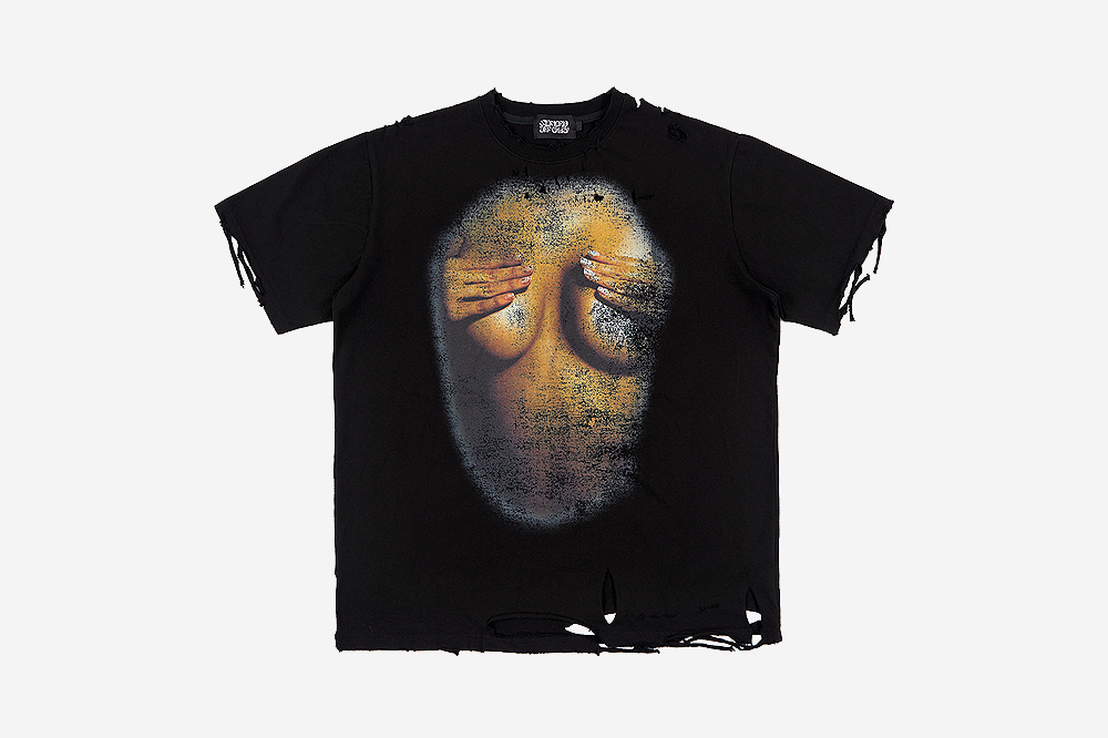 [SUNDAYOFFCLUB] Boobs Print Hand Distressed T-shirt /追跡付 ☆関税込☆SUNDAYOFFCLUB☆Boobs Print Hand Distressed T-shirt