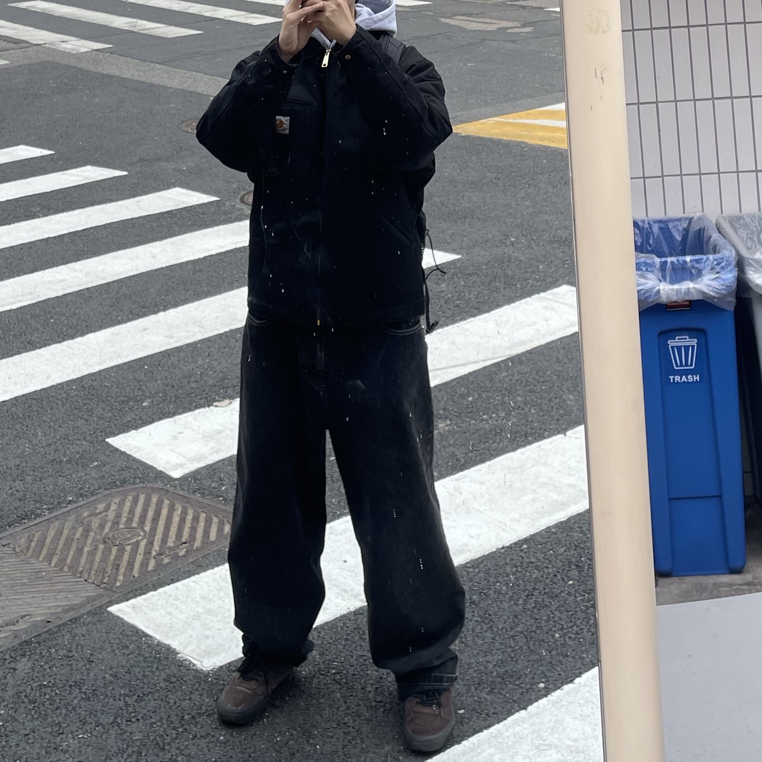 Carhartt WIP Organic Cotton Dearborn Canvas OG Detroit Jacket Black Aged Canvas - Winter 착용 스타일