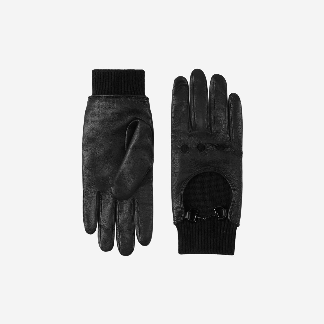 Gucci Leather Gloves with Horsebit Black 상세 이미지 1